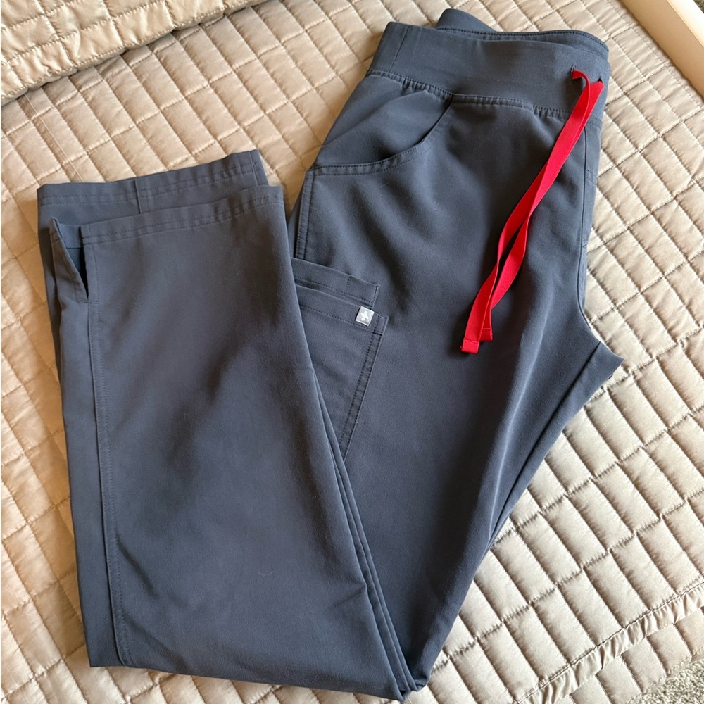 Figs Men's Charcoal Cargo Pants with Red Detail
